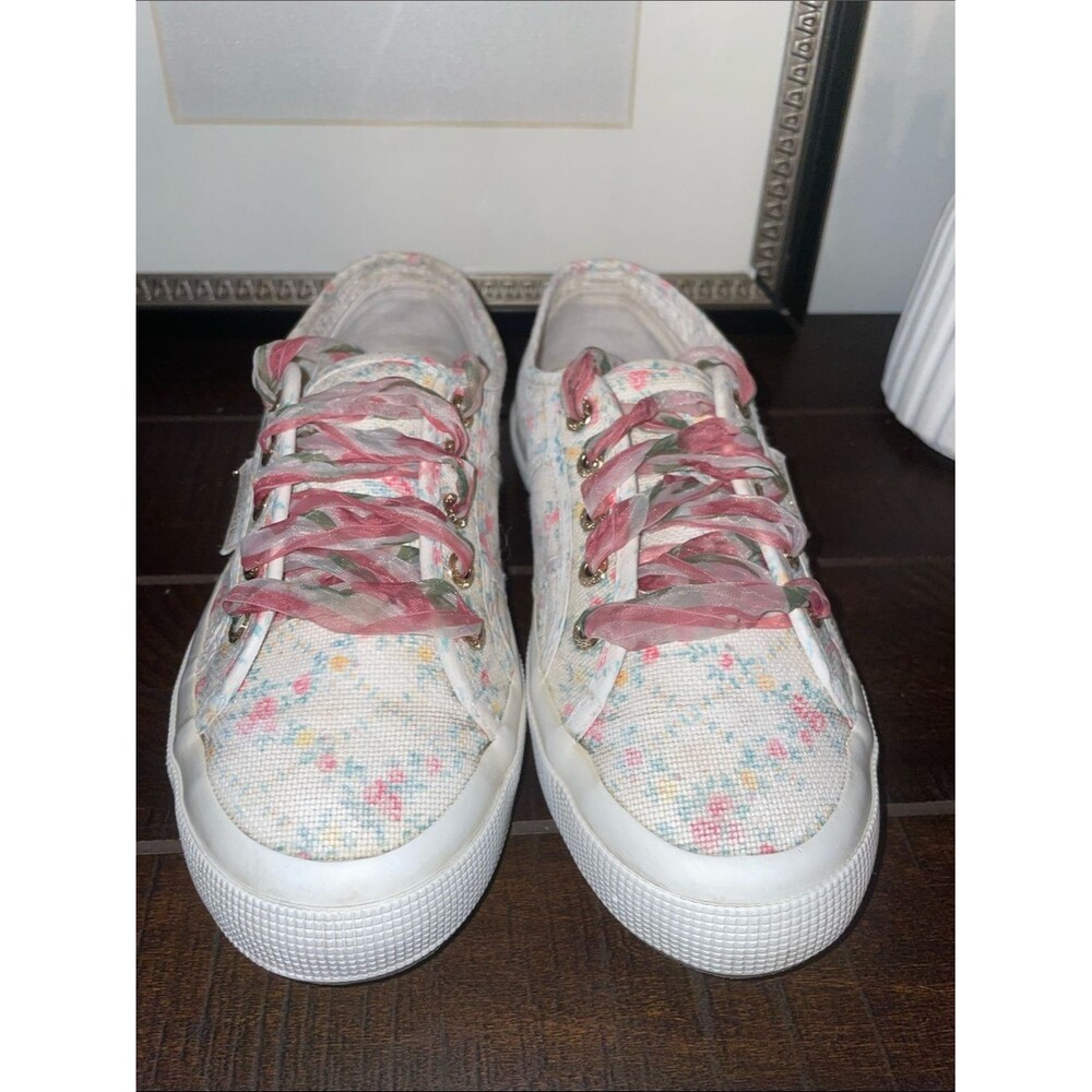 Superga X LoveShackFancy 2750 Vintage Floral Print Canvas Sneakers Size 6.5 - Picture 4 of 11